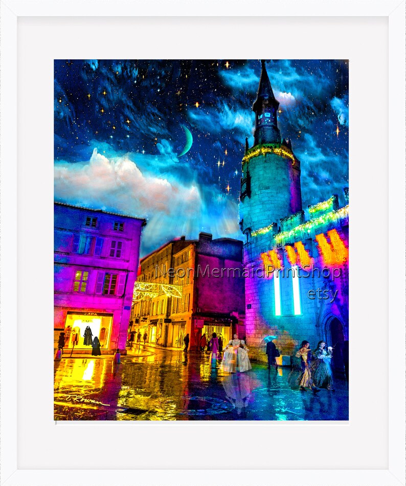 La Rochelle France Castle Giclee Print: Fairytale Steampunk Art Giclee Print 8 x 10 inches