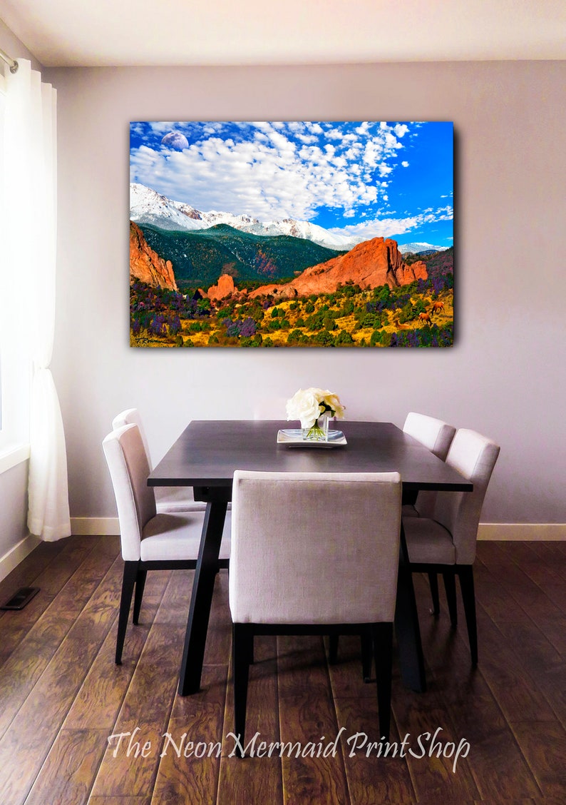 Pike's Peak,Garden of the Gods,Colorado Art,Colorado decor,Colorado Springs Art,Colorado Photograph,Garden of the Gods Art,Mountain Scenery Metal Print 30 x 40 inches