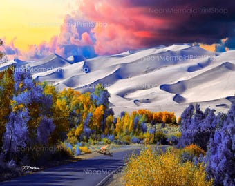 Great Sand Dunes National Park Print,Colorado Photography,Colorful Travel Wall Art,Minimalist Landscape,Desert Decor,Housewarming Gift