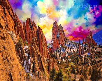 Garden of the Gods Print,Colorado Mountains Print,Sunrise Print,Rocky Mountain Art Print,Scenic Print,Colorado Art,Colorful Nature Prints,