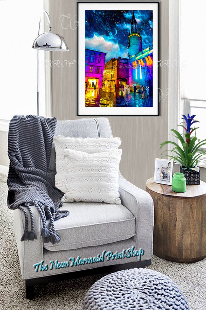 La Rochelle France Castle Giclee Print: Fairytale Steampunk Art Giclee Print 12 x 18 inches