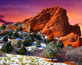 Garden of the Gods Art Mountain Landscape Metal Prints Colorado Landscape Garden of the Gods Sunrise Art Print,Sunset Art Colorado Art Print