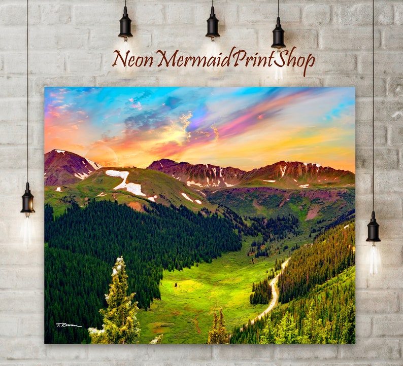 Mountain Sunset Art,Colorado Landscape,Colorful Art,Living Room Art,Metal Print,Mountain Scene,Valentines Day Gift,Pastel Decor,Teri Rowan image 1