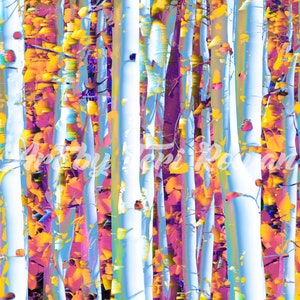 Aspen Tree Art Print,Autumn Leaves Art,Colorful Trees,Fall Leaves Decor,Aspen Symphony by Teri Rowan,Color Nature Print,Autumn Landscape,, image 2