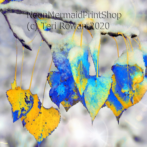 Aspen Leaves,Print of Colorful Trees,Fantasy Art Tree,Photo of Leaves,Art Print of Aspens,Colorful Aspen Tree Decor,Leaves Metal Print