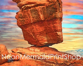 Garden of the Gods Fine Art Print or Ready to Hang Metal Print: Colorado Mountain Landscape Art,Print of Balanced Rock,Mountain Home Decor,