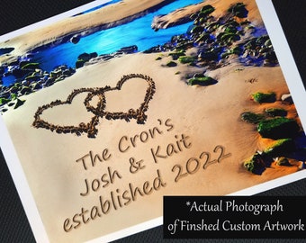 Unique Wedding Gift,Personalized Art,Message in Sand,Customized Art,Names in Sand,Anniversary Gift,Gift for Couple,Custom Wedding Gift,Heart