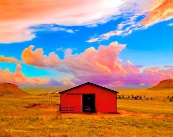 Red Barn Art Print,Colorado Art,Sunset Landscape,Print of Barn,Metal Prints,Colorado Landscape,Sunset Art,Print of Clouds,Colorful Clouds