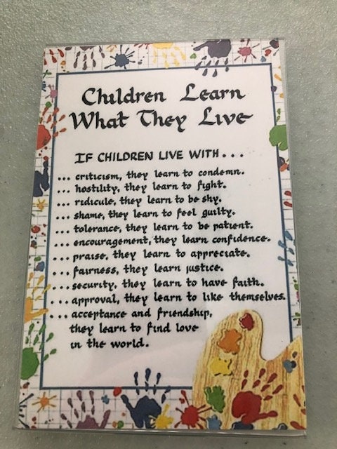 Children Learn What They Live Print in 4x6 Acrylic Magnetic Frame - Etsy