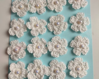 lot de 20 mini fleurs en coton au crochet