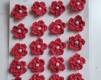 lot de 20 mini fleurs au crochet en coton