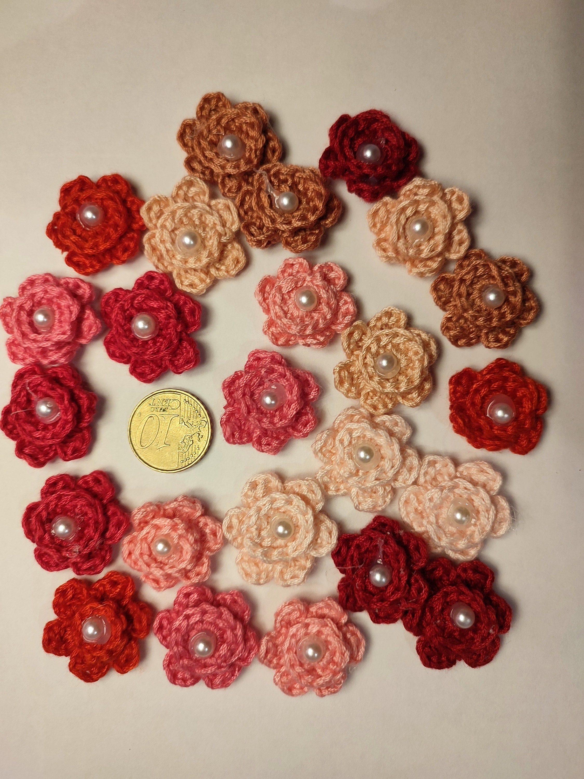 Lot de 24 Mini Fleurs en 3D Coton