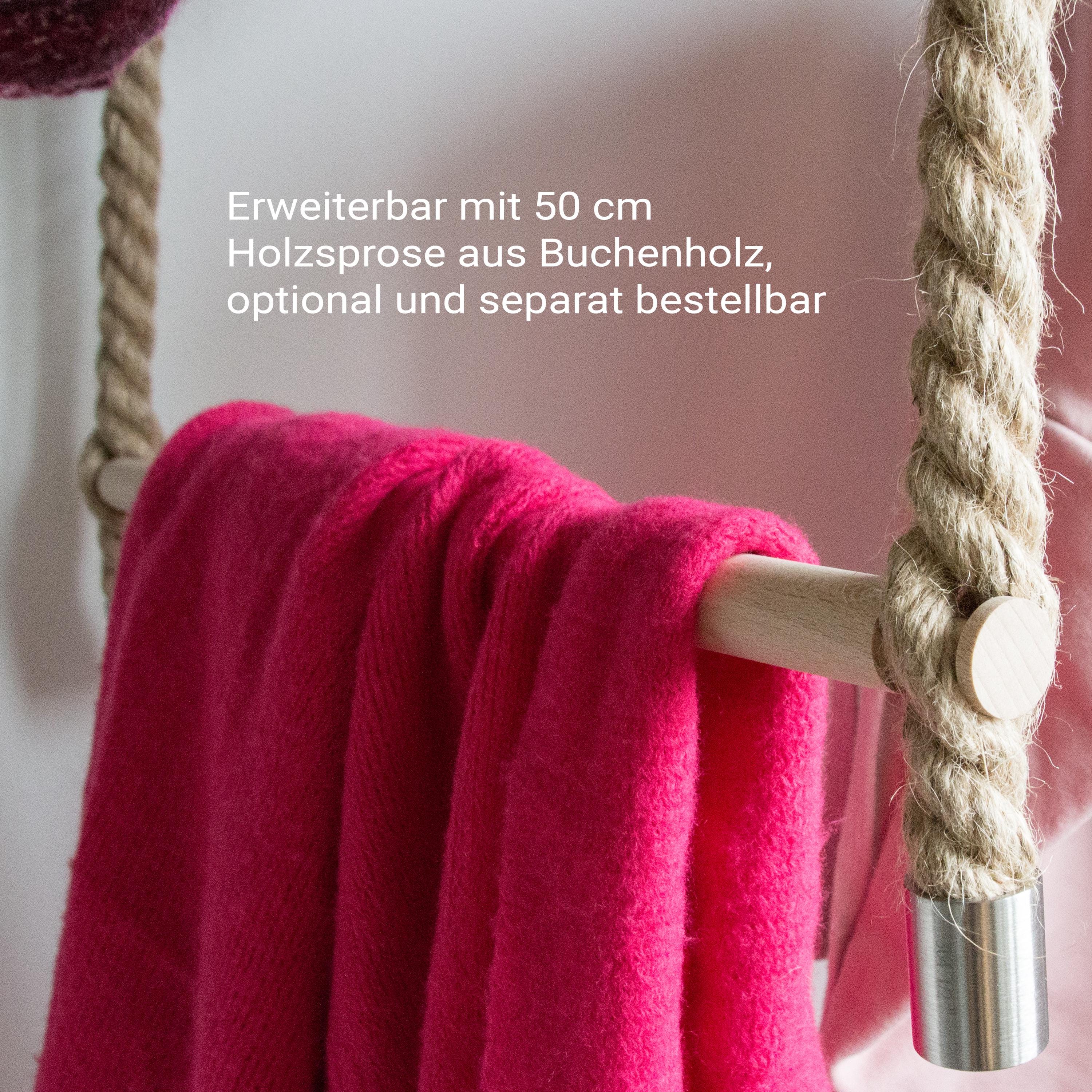 LeTOMA Garderobe van jute touw met zwarte metalen haken om aan het plafond op te hangen, muur in industrieel design, praktisch, elegant, ruimtebesparend, 1 x touwkoord 180 cm lang en 5 stalen