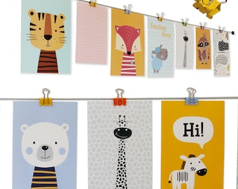 Photo rope with colorful metal clips in a smiley design – photo line, picture rope, ideal for quickly hanging photos, postcards & children's pictures