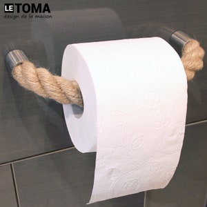 Porta carta igienica corda di iuta naturale con chiusura magnetica in acciaio inox design scandinavo Ideale per WC, bagno degli ospiti e bagno