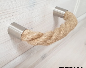 Poignée de meuble en corde de jute | Bouton en corde de jute pour armoire et tiroir Méditerranée | Poignée en corde robuste | Fabriqué en Allemagne