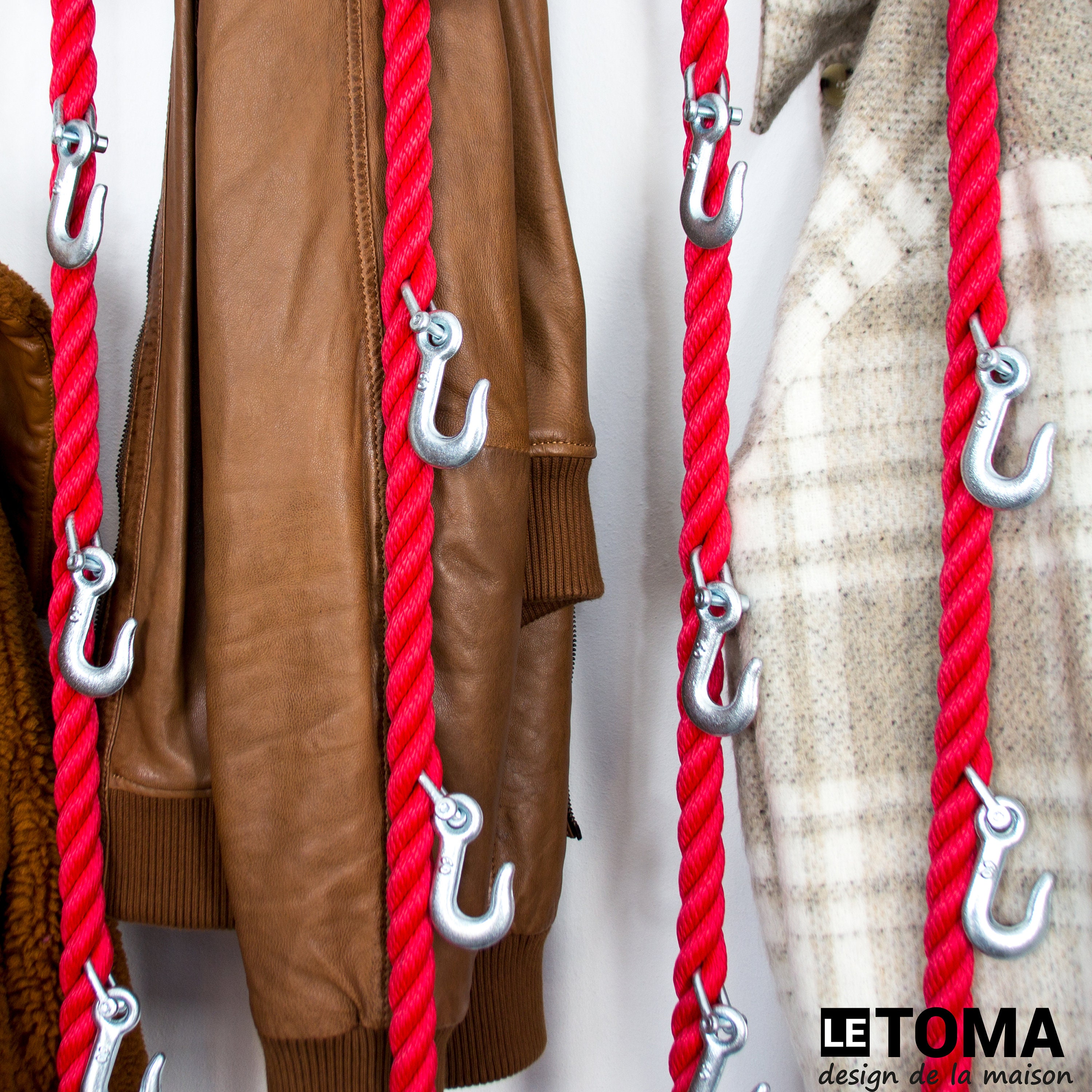 Coat Rack Made of Red PP Rope With Hooks for Hanging on the Ceiling ...