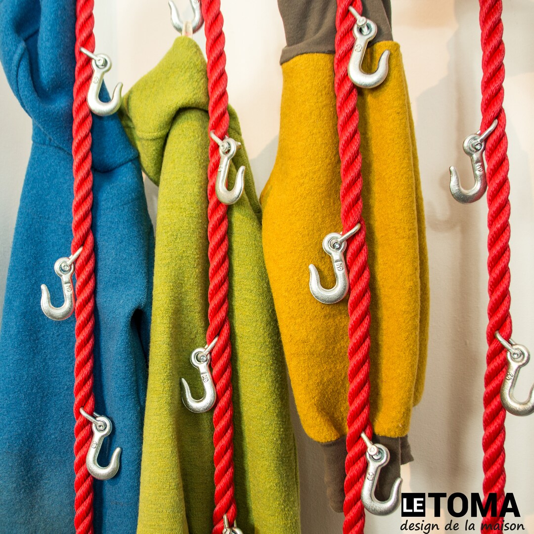 Coat Rack Made of Red PP Rope With Hooks for Hanging on the Ceiling ...