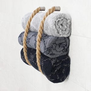Toilettenpapierhalter Aus Juteseil – Wandmontage, 50 Cm, Mit Edelstahl-Haken, Natur