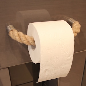 Toilet paper holder, toilet paper holder made of natural jute rope with magnetic closure, towel holder for toilet, bathroom | Handmade in Germany