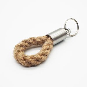 Rustic jute rope keychain with stainless steel accents | Keychain made of sail rope | Maritime design | Handmade in Germany