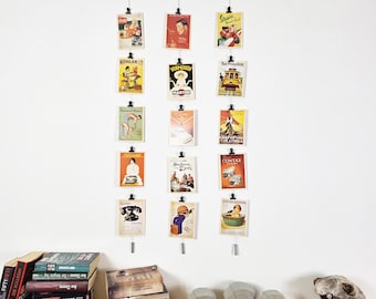 Stylish photo rope with black metal clips – creative wall decoration for photos, postcards and memories – modern photo line made in Germany