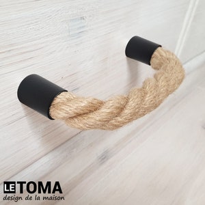 Furniture handle drawer handle made of jute rope / knob made of jute cord for cupboard, drawer, chest of drawers - chest of drawers handle, door handle - Mediterranean