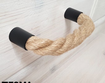 Möbelgriff Schubladengriff aus Jute-Sei / Knauf aus Jute Schnur für Schrank, Schublade, Kommode - Kommodengriff, Türgriff - Mediterran