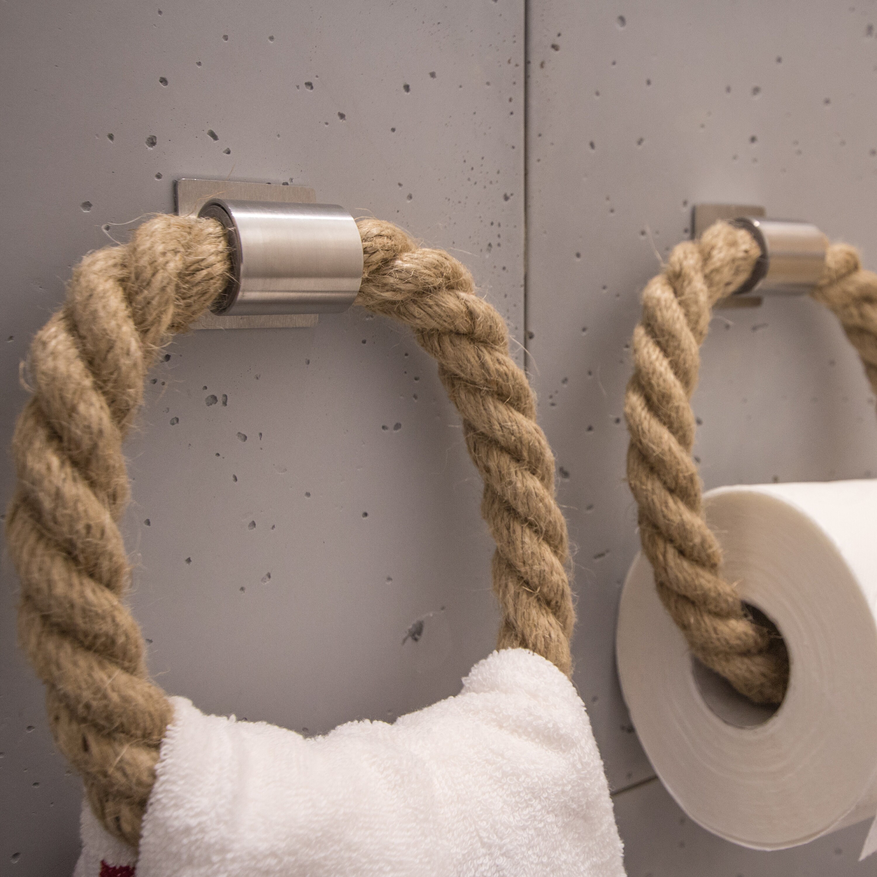 Toilettenpapierhalter Aus Juteseil – 50 Cm Lang, Mit Edelstahl-Haken – Wandmontage Für Bad, Küche & Mehr
