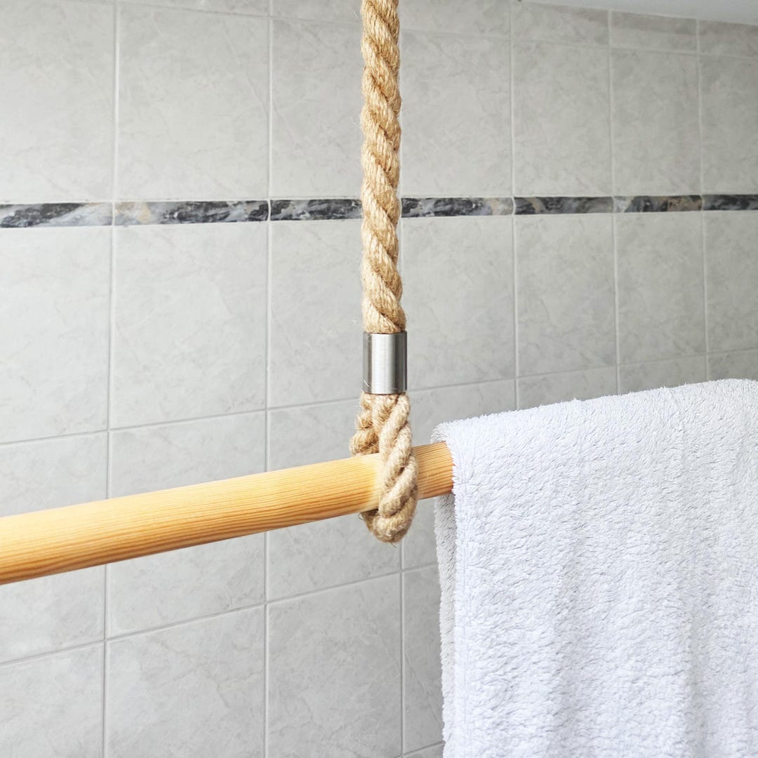 Shower Box Rope Jute Rope Shower Rod Holder – Nautical-style Shower Curtain Holder Made ...
