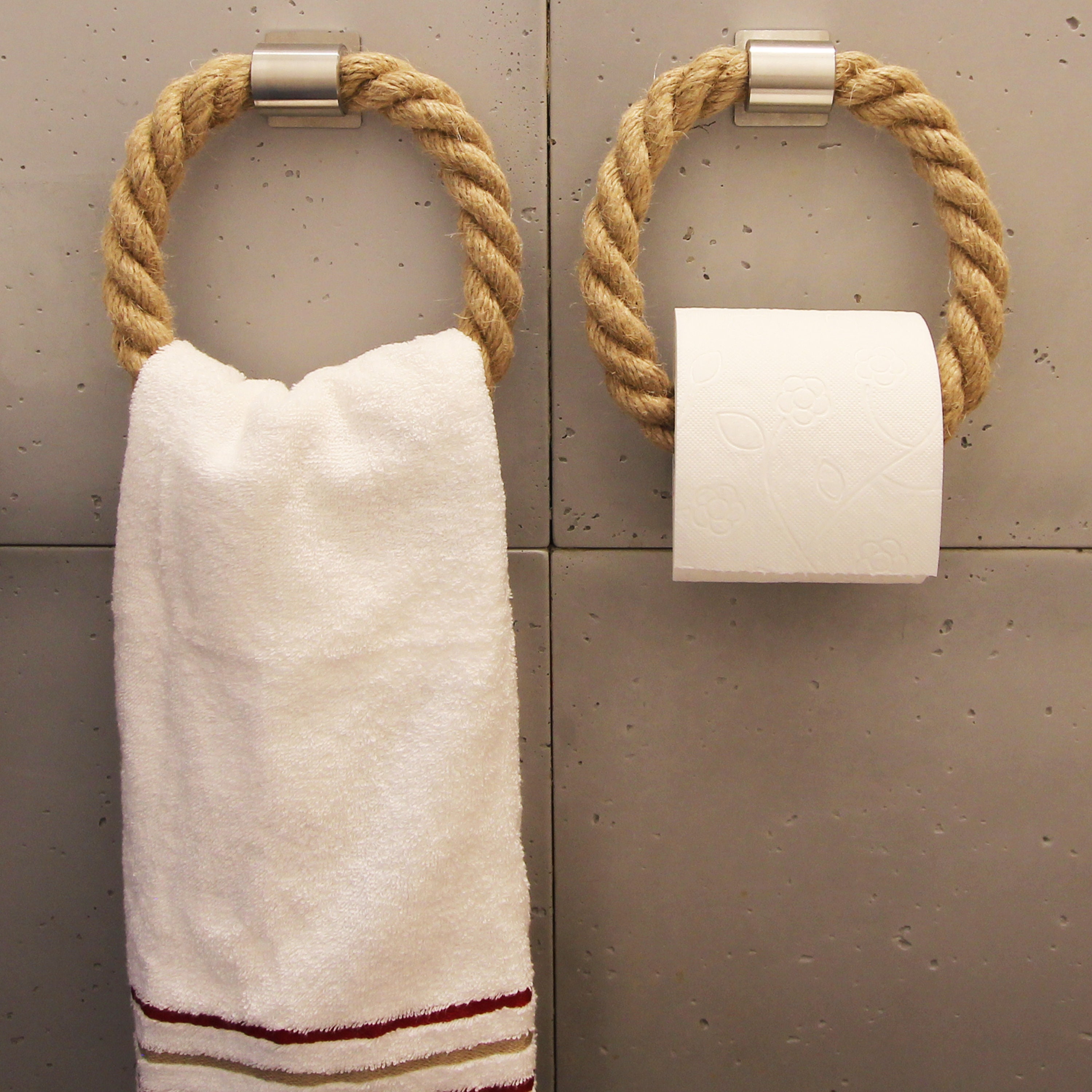 Toilettenpapierhalter Aus Holz & Seil – Rustikaler Wandhalter Mit Selbstklebender Schraube, Badezimmer-Deko