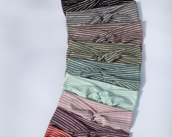 Cotton Jersey Twist Headband | Stripe Print Boho Hair Accessory