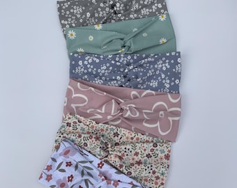 Cotton Jersey Twist Headband | Ditsy Floral Print Hair Accessory