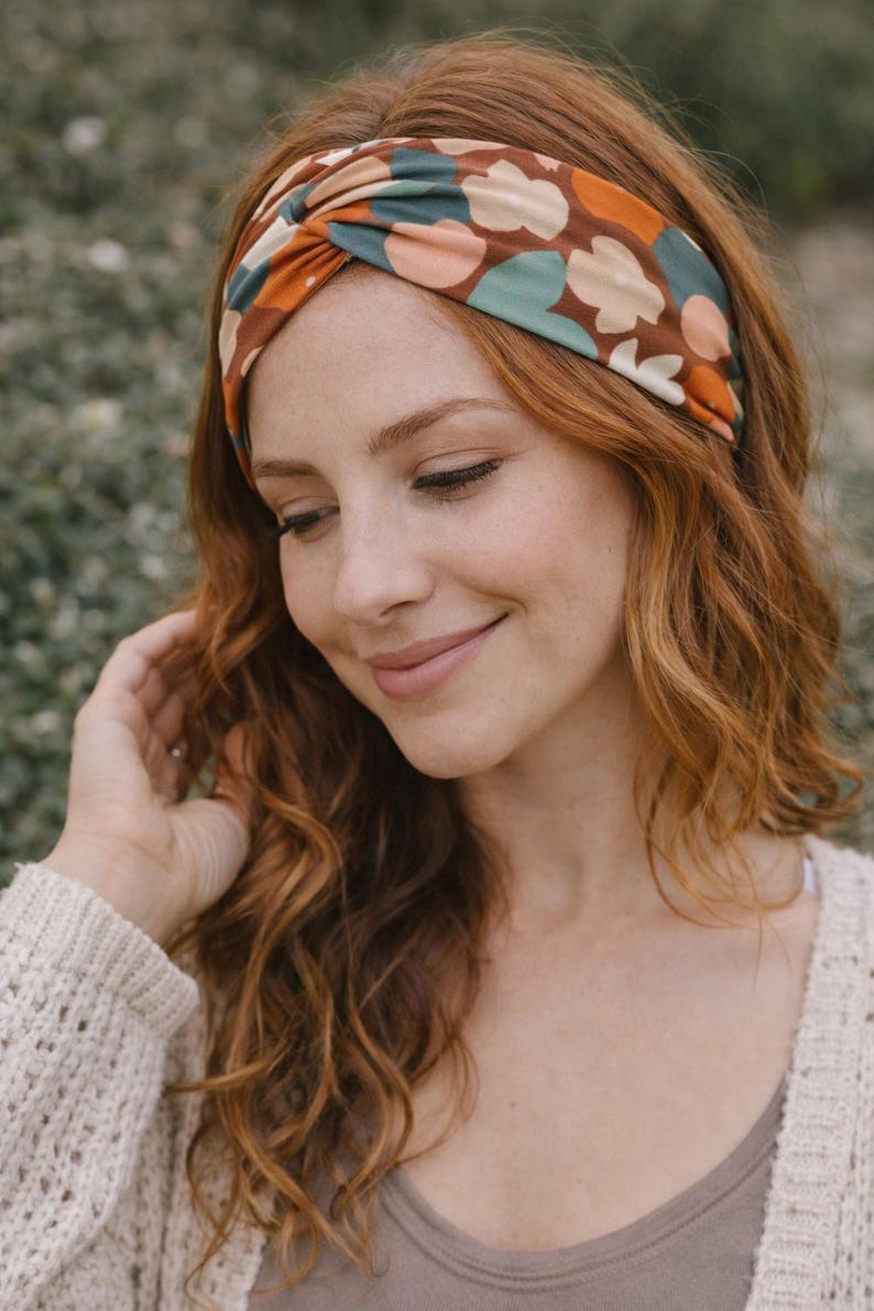 Cotton Jersey Twist Headband | Ditsy Floral Print Hair Accessory immagine 16