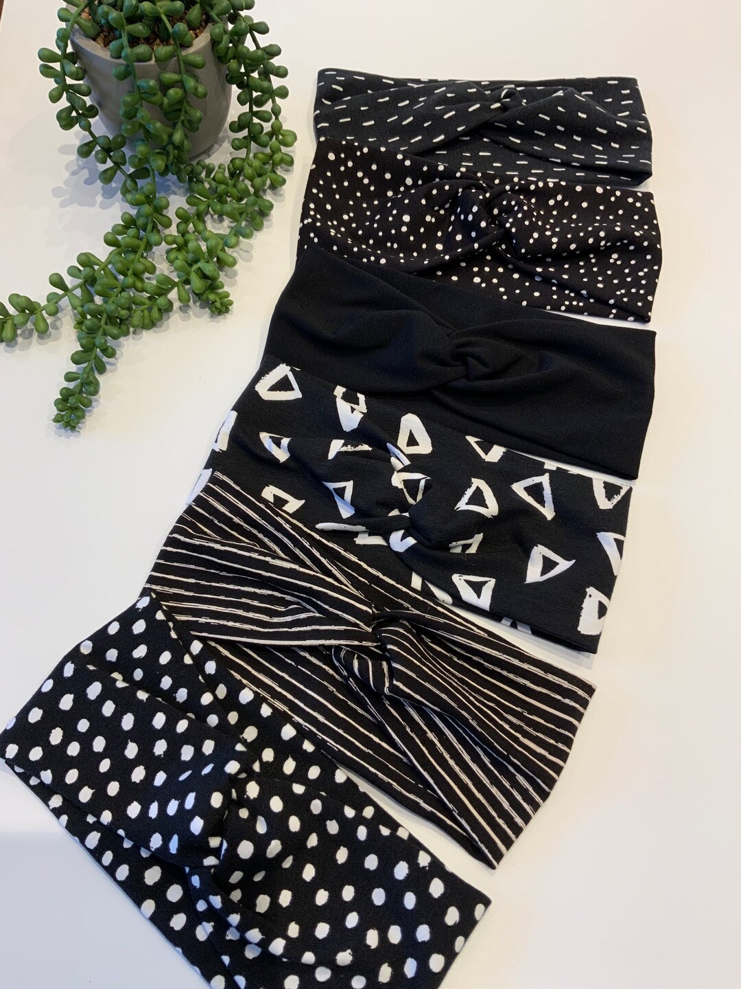 Headbands UK, Black Print Non Slip Headband, Black Headband, Soft