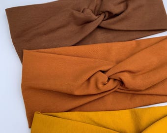 Rustic Organic Cotton Jersey Twist Knot Headband | Soft Stretch Boho Hair Accessory