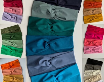 Headbands UK, PLAIN colours Organic non Slip Headband, Soft 100% Cotton Jersey fabric in 33 colours, Hair Accessories, Ladies Headbands, UK