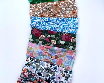Cotton Jersey Twist Headband | Boho Floral Stretch Hairband (Handmade)