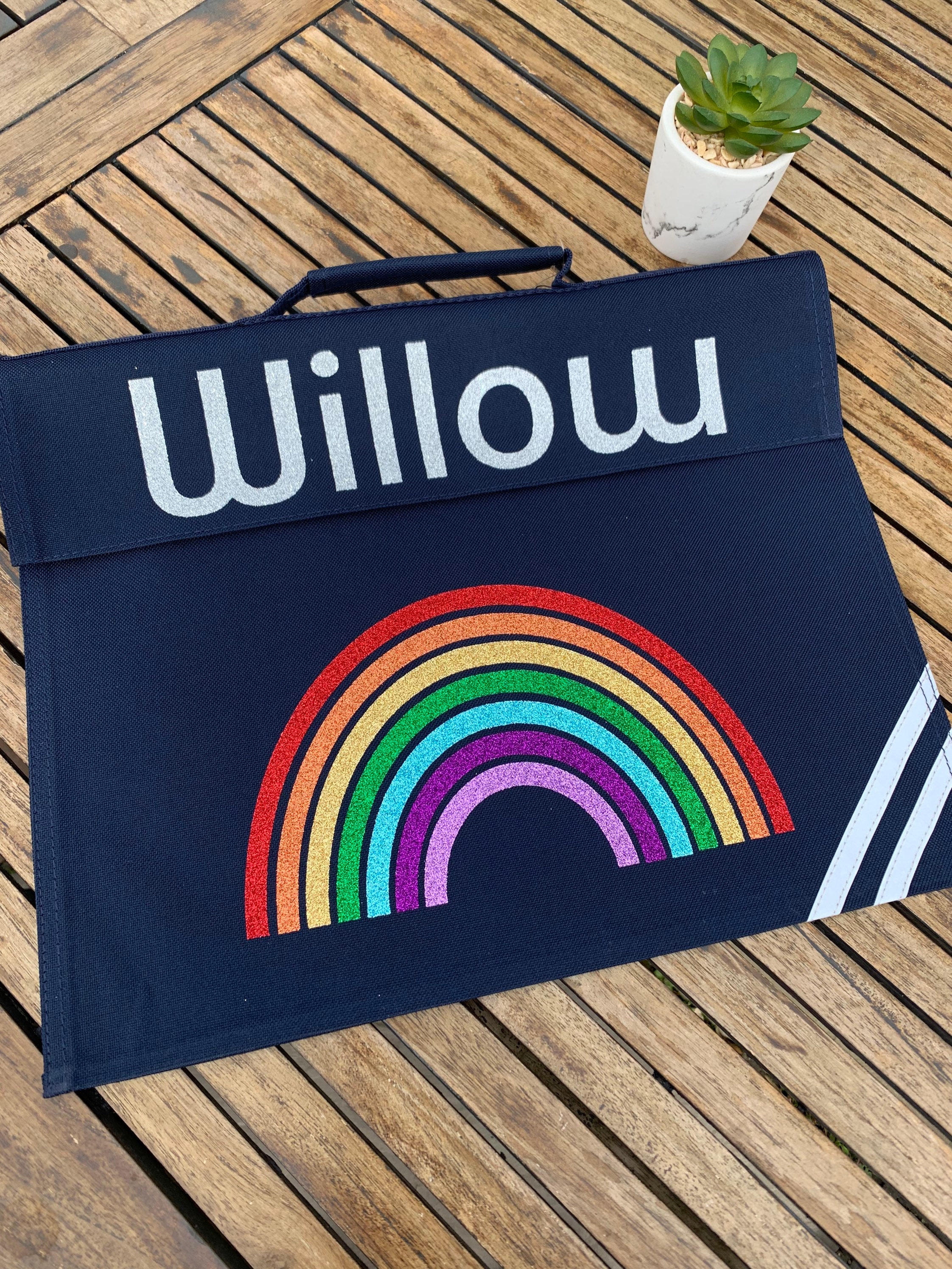 Book Bag Personalised with Glitter Rainbow Rainbow Bag Etsy