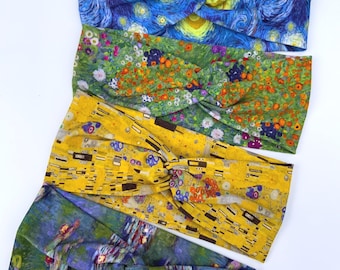 Cotton Jersey Twist Headband | Iconic Print Hair Accessory | Soft and Non Slip | Artist Print