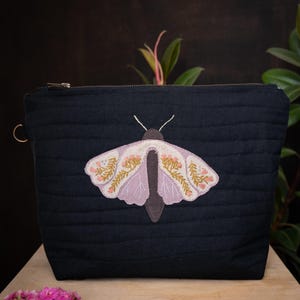 Embroidered large knitting project bag/crochet bag/ yarn bag/ gift for knitter/ gift for mother