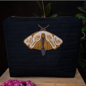 Embroidered large knitting project bag/crochet bag/ yarn bag/ gift for knitter/ gift for mother
