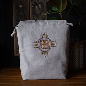 Embroidered large knitting project bag/crochet bag/ yarn bag/ gift for knitter/ gift for mother