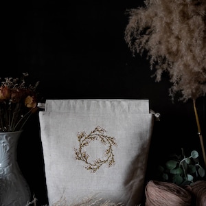 Embroidered large knitting project bag/crochet bag/ yarn bag/ gift for knitter/ gift for mother