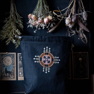 Embroidered large knitting project bag/crochet bag/ yarn bag/ gift for knitter/ gift for mother