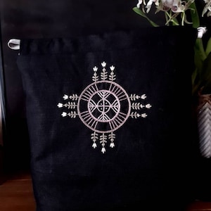 Embroidered large knitting project bag/crochet bag/ yarn bag/ gift for knitter/ gift for mother