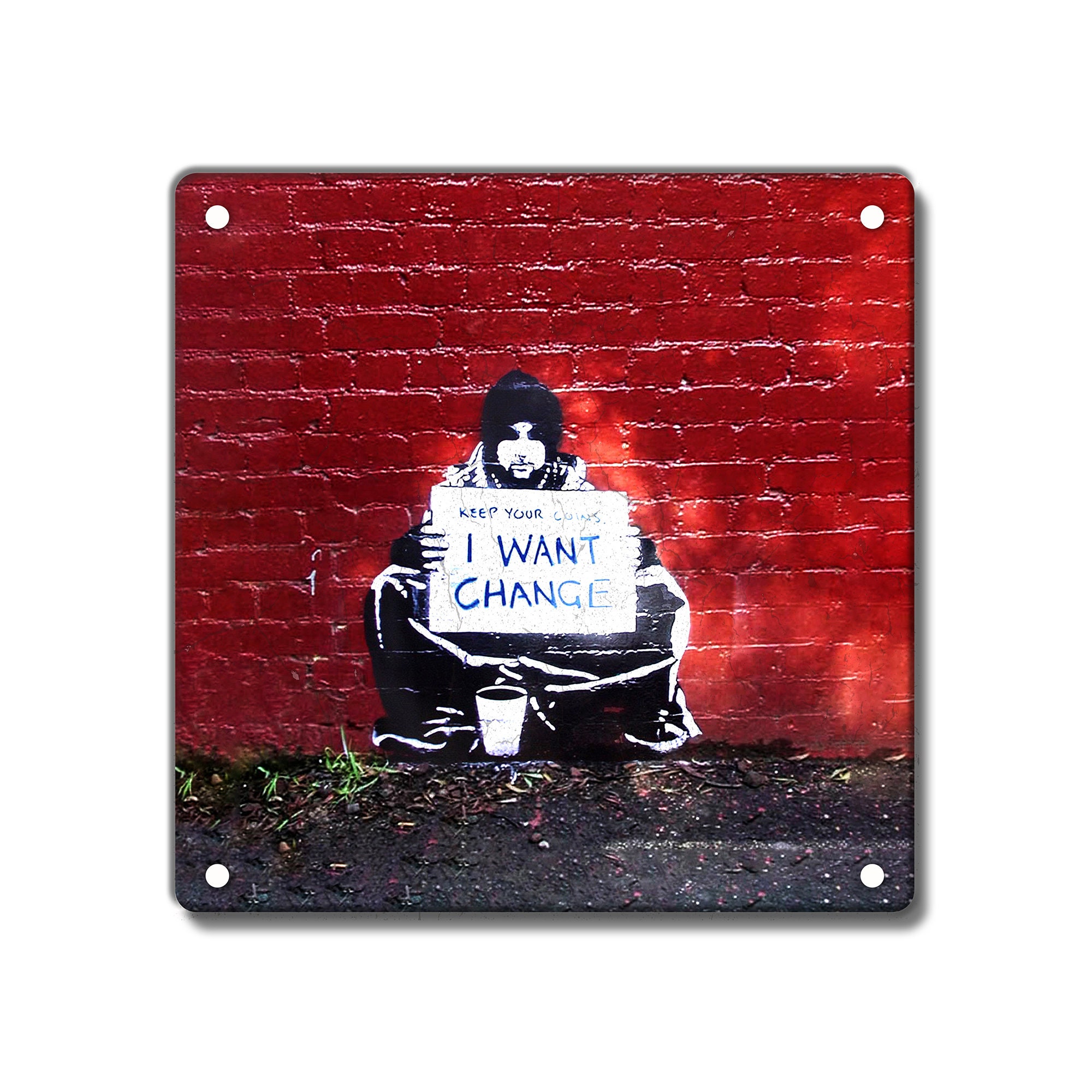Banksy Vintage Style Metal Sign, 200 X 200mm 8 X 8 Inches