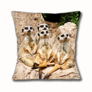 Meerkats Cushion Cover Wildlife Animals Family 16 inch 40cm