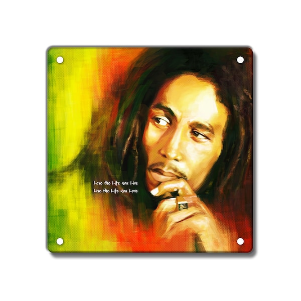 Bob Marley Vintage Style Metal Sign, Jamaican, Musician, Aged or Plain, 200 x 200mm 8 x 8 inches, Reggae, Summer, Holidays, Birthday, Gift