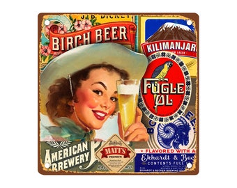 Vintage Style Metal Sign, Old Advertisement, American Brewery, Beer  200 x 200 mm 8 x 8 inches, Stocking Filler, Bar, Garage, Gift Idea